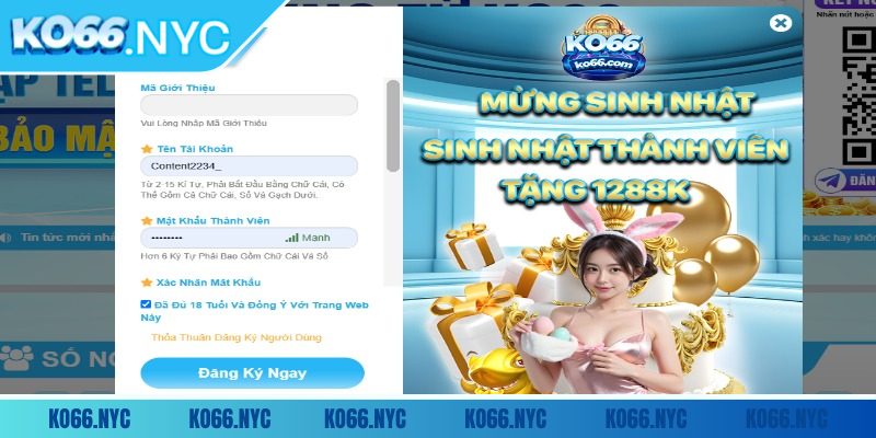 Đăng Ký Ko66 2 Hướng dẫn tạo tài khoản trực tuyến KO66 trên máy tính